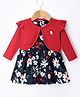 Simply Premium Cotton Woven Floral Printed Frock with Full Sleeves Shrug - Navy Blue