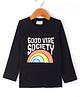 Lazy Bones Sinker Knit Full Sleeves T-Shirt With Text Print - Black