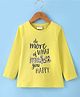 Lazy Bones Sinker Knit Full Sleeves T-Shirt with Text Print - Yellow