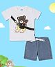 Nauti Nati Cotton Half Sleeves Bear Printed Tee With Shorts - White