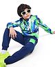 Ollington St. 100% Cotton Knit Full Sleeves Hooded Printed Sweatshirt & Joggers Set with Pockets - Blue & Black