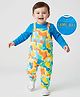Babyhug Single Jersey Knit Full Sleeves T-Shirt & Dungaree with Text & Abstract Print - Blue