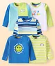 Babyhug Cotton Knit Full Sleeves T-Shirts with Text Print & Stripes Pack of 5 - Multicolor