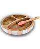 Taabartoli Wooden Round Plate with Silicone Suction and Spoon - Stripes