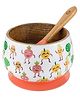 Taabartoli Veggie Delight Wooden Suction Bowl and Spoon Set - Orange