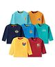 Babyhug Cotton Knit Full Sleeves T-Shirts With Text Print Pack of 7 - Navy Blue Red & Green