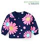 Babyoye Cotton Knit Full Sleeves Floral Printed Top With Peter Pan Collar - Navy Blue