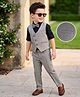 Mark & Mia Full Sleeves 3 Pieces Party Suit with Checked Waist Coat & Bow Detailing - Grey  & Black