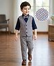 Mark & Mia Cotton Woven Full Sleeves Checkered 3 Piece Party Suit With Bow - Grey & Navy Blue