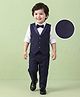 Mark & Mia Cotton Woven Full Sleeves Solid Colour 3 Piece Party Suit With Bow - Navy Blue & White