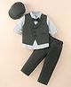 Mark & Mia Full Sleeves Striped 3 Piece Party Suit with Hat & Bow - Green