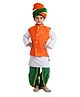 Kaku Fancy Dresses Independece Day Theme Full Sleeves Solid Kurta With Jacket Lace Detailed Dhoti & Tri Colour Safa - Multi Colour