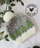Woonie Handmade  Intarsia Trees & Pom Pom Detailed Cap - Grey
