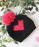 Woonie Handmade Pom Pom & Heart Detailed Cap - Black