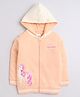 BUMZEE Full Sleeves Unicorn Printed Hooded Sweat Jacket - Peach