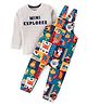 Babyhug Single Jersey Knit Full Sleeves T-Shirt & Animals Printed Dungaree - Multicolour