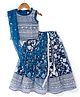Babyhug Woven Sleeveless Choli Lehenga & Dupatta Set With Sequin & Embroidery Detailing - Teal Blue
