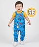 Babyhug Single Jersey Knit Dungaree and Half Sleeves Polo T-Shirt Penguin Print - Yellow & Blue