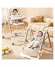R for Rabbit Marshmallow Smart 2-in-1 High Chair with Swing for Baby, Adjustable Height, Dual Tray, Reclinable Backrest & Footrest Feeding Chair for 0.6-5 Years Kids |(Abstract Beige)