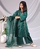 misbis Silk Blend Full Sleeves Floral Embroidered & Sequin Embellished Kurta Set With Dupatta - Green