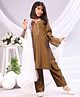 misbis Silk blend Full Sleeves Floral Embroidered & Sequin Embellished Kurta Set With Dupatta-Brown