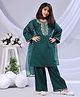 misbis Silk blend Full Sleeves Floral Embroidered & Sequin Embellished Kurta Set With Dupatta-Green
