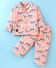 Enfance Core Full Sleeves Zebra  Printed Night Suit - Peach