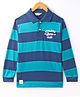 Smarty Boys Sinker Knit Full Sleeves Striped Polo T-Shirt - Teal Blue