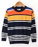 Smarty Boys Knitted Full Raglan Sleeves Pullover Sweater With Stripes Design - Orange