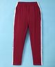 Smarty Boys Sinker Knit Full Length Track Pants With Text Print & Tape Detailing - Dark Red