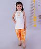 Lil' Drama Cotton Sleeveless Tye & Dye Dhoti Sets - White And Orange