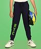 NUSYL Cotton Nyc Text Printed Ankle Length Track Pants - Navy Blue