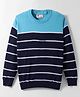 Smarty Boys 100% Cotton Knitted Full Sleeves Pullover Striped Sweater - Blue