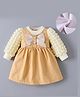 Kookie Kids Full Sleeves Textured Frock With Bow Applique - Yellow