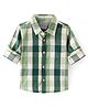 Babyhug Cotton corduroy Woven Full Sleeves Checks Shirt - Green & White