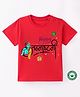BLUSHES Janmashtami Theme 100% Cotton Half Sleeves Shri Krishna & Text Printed Tee - Red