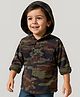 Babyhug Cotton Woven Full Sleeves Hooded Camouflage Printed Shirt - Dark Green