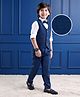 Mark & Mia Cotton Woven Full Sleeves Solid Colour 3 Piece Party Suit With Bow - Navy Blue