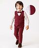 Mark & Mia Cotton Woven Full Sleeves 3 Piece Party Suit With Polka Dot Print & Bow - Maroon