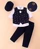 Mark & Mia Full Sleeves Nautical Theme Printed 3 Piece Party Suit with Bow & Hat - Navy Blue