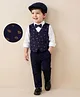 Mark & Mia Full Sleeves Nautical Theme Printed 3 Piece Party Suit with Bow & Hat - Navy Blue