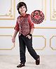 Mark & Mia Full Sleeves Floral Printed 3 Piece Party Suit with Bow - Dark Peach