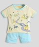Somersault Cotton Half Sleeves Animals & Bus Printed Tee With Shorts - Multi Colour
