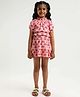 Somersault Cotton Half Sleeves Peacock Printed Top With Coordinating Skirt Set - Pink