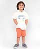 Somersault Half Sleeves Bus Printed Hooded Tee With Solid Shorts - Off White