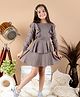 Kids Cave 100% Rayon Full Sleeves  Frill Detailed Solid Dress - Grey