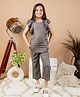 Kids Cave 100% Rayon Frill Sleeves  Solid Jumpsuit -  Grey