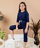 Kids Cave Crepe Three Fourth Sleeves Solid  Jumpsuit - Blue