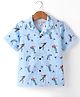 JASH KIDS Cotton Knit Half Sleeves Sports Theme Printed Shirt - Light Blue