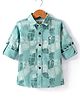 JASH KIDS Cotton Knit Full Sleeves Abstract Printed Shirt - Mint Green